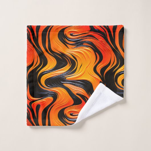 オレンジとブラックのデザイン ウォッシュタオル (ウォッシュタオル)