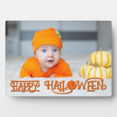 オレンジとブラックのハッピーハローウィン写真 フォトプラーク (正面)