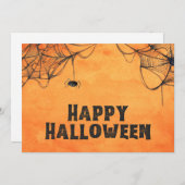 オレンジとブラックのハッピー ハロウィン シーズンカード (正面/裏面)