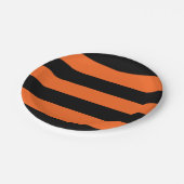 オレンジとブラックのハロウィストライプーン模様 ペーパープレート (アングル)
