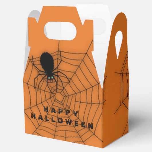 オレンジとブラックのハロウィーンスパイダーウェブの好意ボックス フェイバーボックス (オープン)