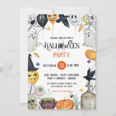 オレンジとブラックのハローウィンパーティ招待状 招待状 (正面)