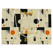 オレンジとブラックのバランスのとれた幾何学的アート抱き枕 ラージペーパーバッグ (裏面)