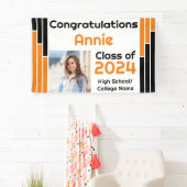 オレンジとブラックのバー1枚の写真卒業 横断幕 (インサイチュ)