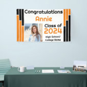 オレンジとブラックのバー1枚の写真卒業 横断幕 (トレードショー)