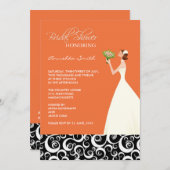 オレンジとブラックのブライダルシャワー招待状 招待状 (正面/裏面)