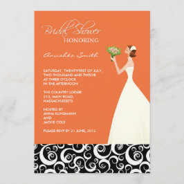オレンジとブラックのブライダルシャワー招待状 招待状