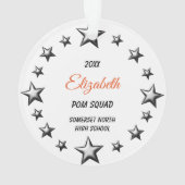 オレンジとブラックのブロンド・ポム・スクワッド オーナメント (裏面)