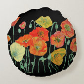 オレンジとブラックのポピーアート ラウンドデコクッション ラウンドクッション (裏面)