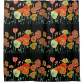 オレンジとブラックのポピー シャワー カーテン (正面)