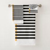 オレンジとブラックのミッドセンチュリーモダンアート バスタオルセット (インサイチュ)