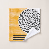 オレンジとブラックのミッドセンチュリーモダンアート バスタオルセット (ウォッシュタオル)