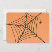 オレンジとブラックのラメクモの巣 ハロウィンパーティー 招待状 (裏面)