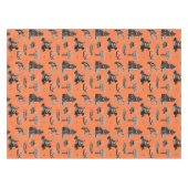 オレンジとブラックのヴィンテージハロウィーンパターン テーブルクロス (正面(横))