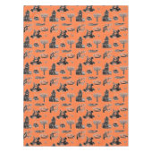 オレンジとブラックのヴィンテージハロウィーンパターン テーブルクロス (正面)