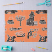 オレンジとブラックのヴィンテージハロウィーンパターン 薄葉紙 (クラフト)