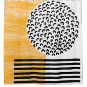 オレンジとブラックの中世モダン紀美術  シャワーカーテン (正面)