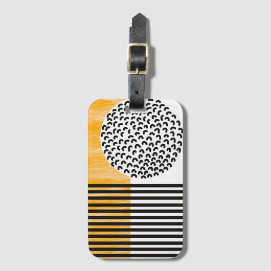 オレンジとブラックの中世モダン紀美術  ラゲッジタグ (正面縦)