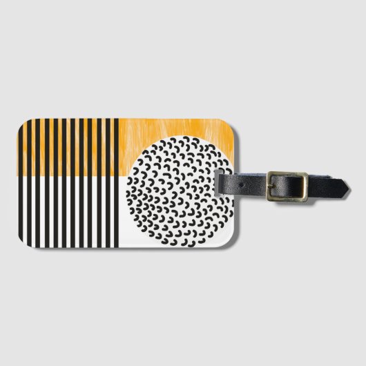 オレンジとブラックの中世モダン紀美術  ラゲッジタグ (正面横)