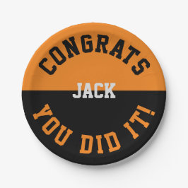 オレンジとブラックの卒業おめでとう – あなたはそれを行った ペーパープレート