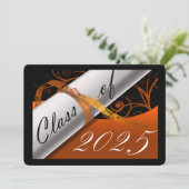 オレンジとブラックの卒業式パーティー 招待状 (スタンド正面)