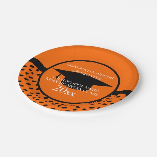 オレンジとブラックの幼稚園の卒業 ペーパープレート (アングル)