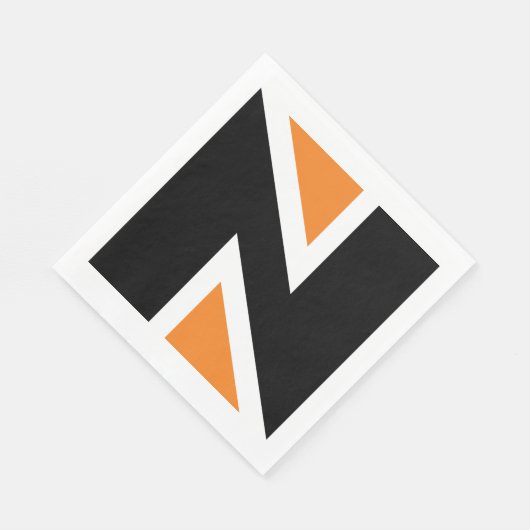 オレンジとブラックの手紙N紙ナプキンス スタンダードランチョンナプキン (角)