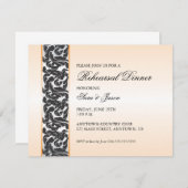 オレンジとブラックの渦巻きリボン リハーサルディナー 招待状 (正面/裏面)