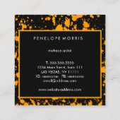 オレンジとブラックの絵を描（ばちゃばちゃ）跳ねる美しいスタイリスト スクエア名刺 (裏面)