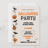 オレンジとブラックの遊び心あふれるハロウィンパーティー招待状 招待状 (正面)