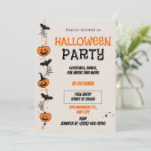 オレンジとブラックの遊び心あふれるハロウィンパーティー招待状 招待状 (スタンド正面)