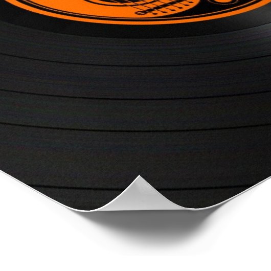 オレンジとブラックの陰陽ギターズビニールグラフィック ポスター (角)