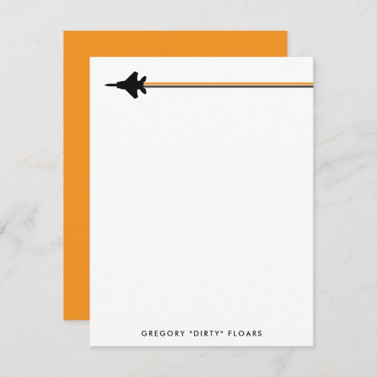 オレンジとブラックのF-15個人文房具 ノートカード (正面/裏面)