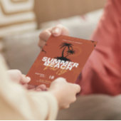 オレンジとブラックイラストレーションサマービーチパーティー 招待状