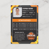 オレンジとブラックサッカーのトレーディングカード(統計あり) コーリングカード (裏面)