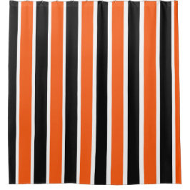 オレンジとブラックストライプの可愛いハロウィーン シャワーカーテン