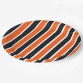 オレンジとブラックストライプの可愛いハロウィーン ペーパープレート (アングル)