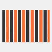 オレンジとブラックストライプの可愛いハロウィーン ラッピングペーパーシート (正面)