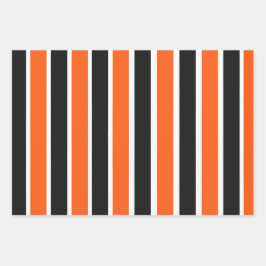 オレンジとブラックストライプの可愛いハロウィーン ラッピングペーパーシート