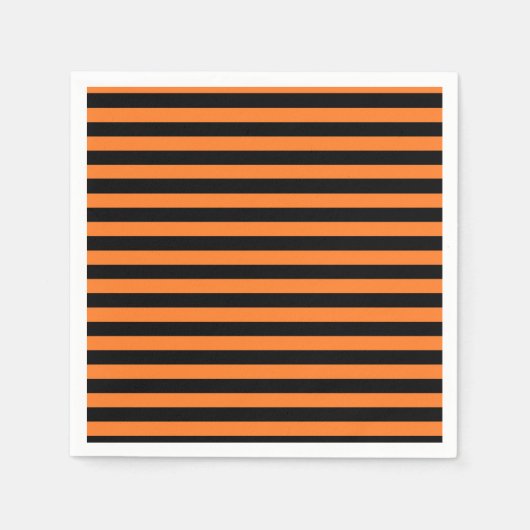 オレンジとブラックストライプ紙ナプキンス スタンダードカクテルナプキン (正面)