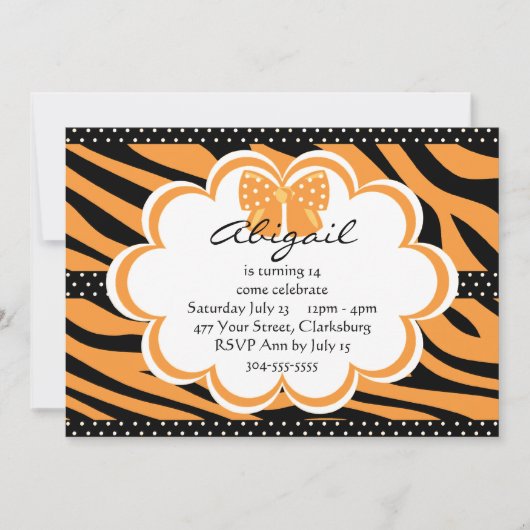 オレンジとブラックタイガープリント 招待状 (正面)