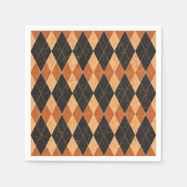 オレンジとブラックハーレクインヴィンテージハロウィーン スタンダードカクテルナプキン