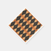 オレンジとブラックハーレクインヴィンテージハロウィーン スタンダードカクテルナプキン (角)