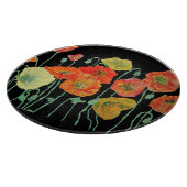 オレンジとブラックポピーのアート カッティングボード (角)