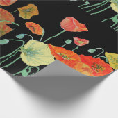 オレンジとブラックポピーの水彩包み紙 ラッピングペーパー (角)