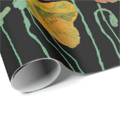 オレンジとブラックポピーの水彩包み紙 ラッピングペーパー (ロールコーナー)