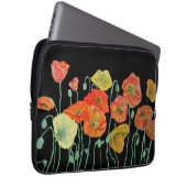 オレンジとブラックポピーフローラオレンジレッド ラップトップスリーブ (正面右)