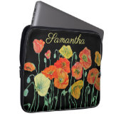 オレンジとブラックポピーフローラオレンジ赤ノートパソコン ラップトップスリーブ (正面右)