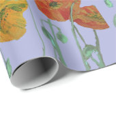 オレンジとブラックポピー水彩薄紫紫 ラッピングペーパー (ロールコーナー)