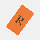 オレンジとブラックモノグラム紙ゲストタオル (コーナー)